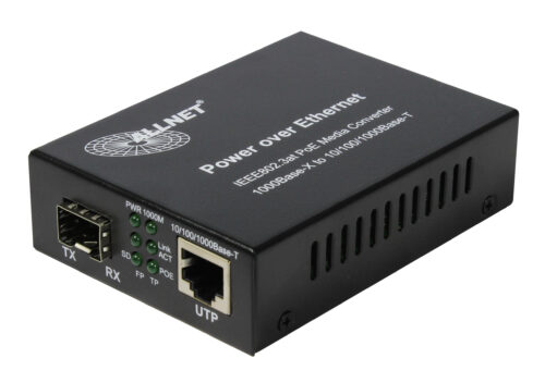ALLNET Medienkonverter PoE (15,4W/30W) auf 1000BASE-SX/LX Single-/ Multimode SFP Mini-GBIC Anschluss ALL-MC202P-SFP