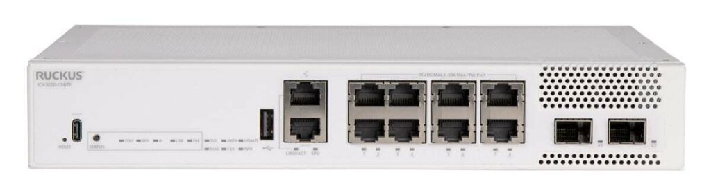 RUCKUS Networks ICX8200-C08ZP – Kompakter Multigig Layer 3 Switch mit 10G, PoE++ und 25G Uplinks