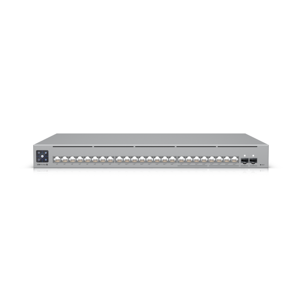 Ubiquiti Switch full managed Layer3 26 Port • 8x 2,5 GbE • PoE Budget 400W • 8xPoE bt • 16xPoE at • 2x SFP+ • 19" • UniFi • USW-Pro-Max-24-PoE