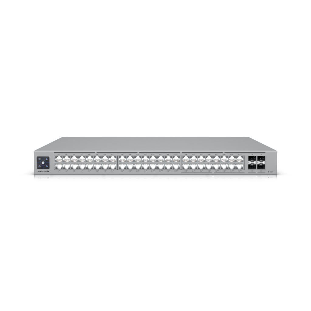 Ubiquiti Switch full managed Layer3 52 Port • 16x 2,5 GbE • PoE Budget 720W • 16xPoE bt • 32xPoE at • 4x SFP+ • 19" • UniFi • USW-Pro-Max-48-PoE