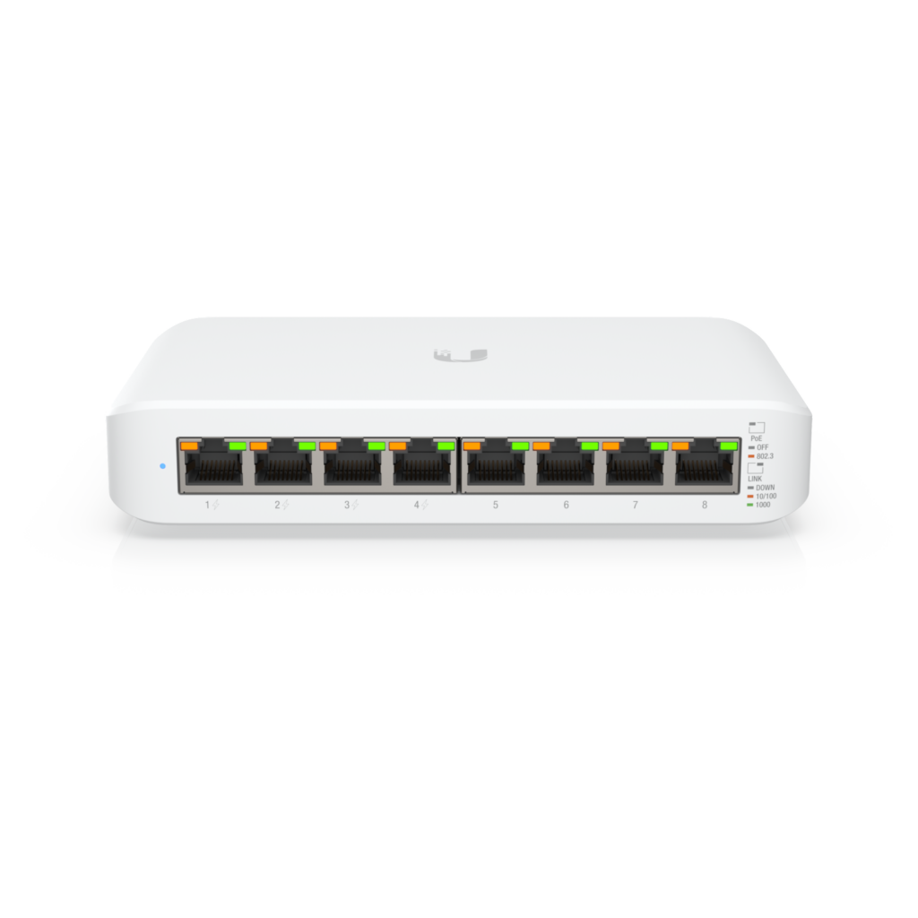Ubiquiti Switch smart managed Layer2 8 Port • 8x GbE • PoE Budget 52W • 4x PoE at • Desktop • Lüfterlos • UniFi • USW-Lite-8-POE