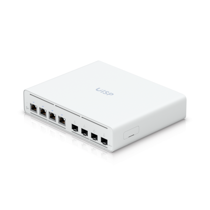 Ubiquiti Switch full managed Layer2 8 Port • 4x 2,5 GbE • PoE Budget 160 Watt • 4x 27V Passive-PoE • 4x SFP+ • Desktop • Lüfterlos • UISP • UISP-S-Plus
