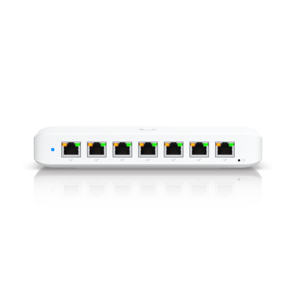 Ubiquiti Switch full managed Layer2 8 Port • 8x GbE • PoE Budget 52W • 7x PoE at • 1x PoE bt In • Desktop • Lüfterlos • UniFi • USW-Ultra-60W