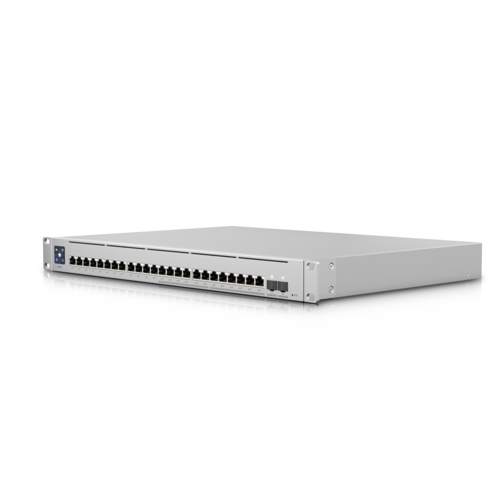 Ubiquiti Switch full managed Layer3 26 Port • 12x 2,5 GbE • 12x GbE • PoE Budget 400W • 24x PoE at • 2x SFP+ • 19” • UniFi • USW-Enterprise-24-POE