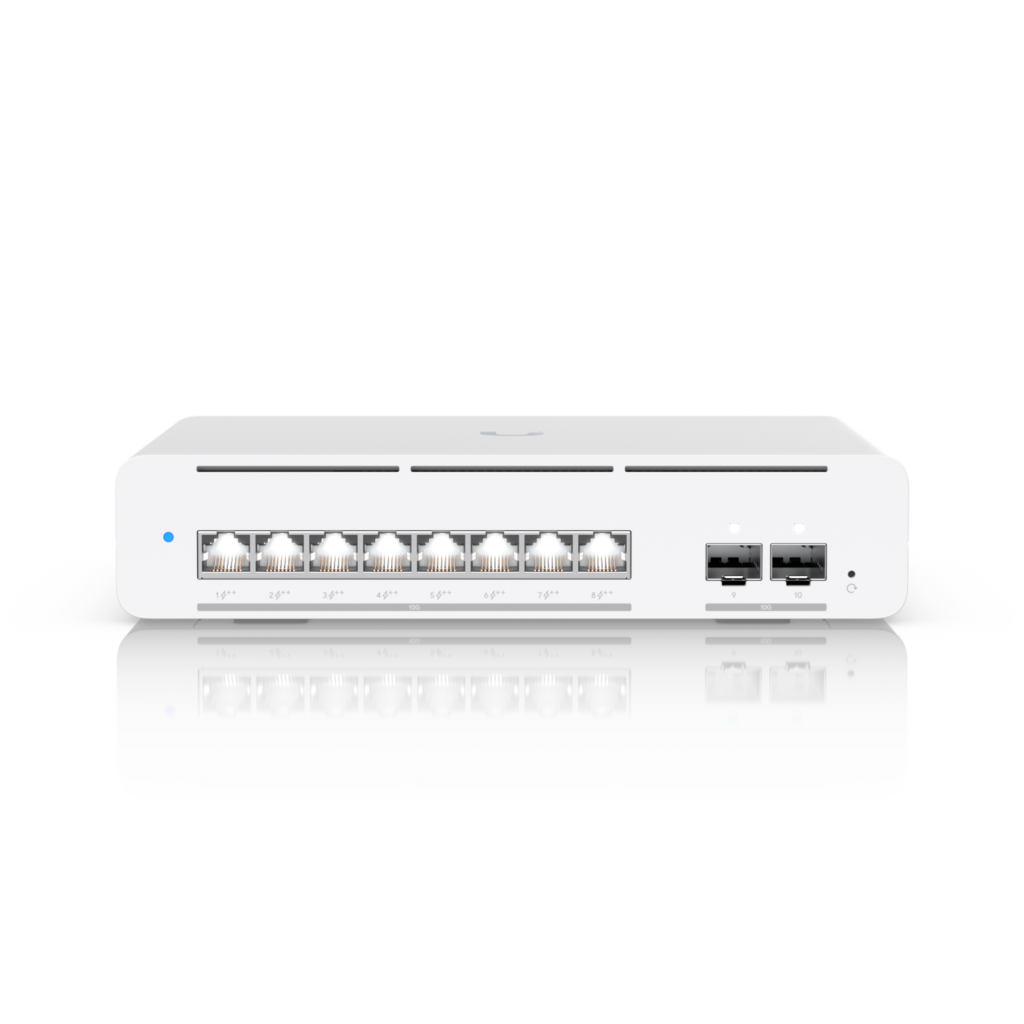Ubiquiti Switch full managed Layer3 10 Port • 8x 10 GbE • PoE Budget 155W • 8x PoE bt • 2x SFP+ • Desktop/Wall • UniFi • USW-Pro-XG-8-PoE