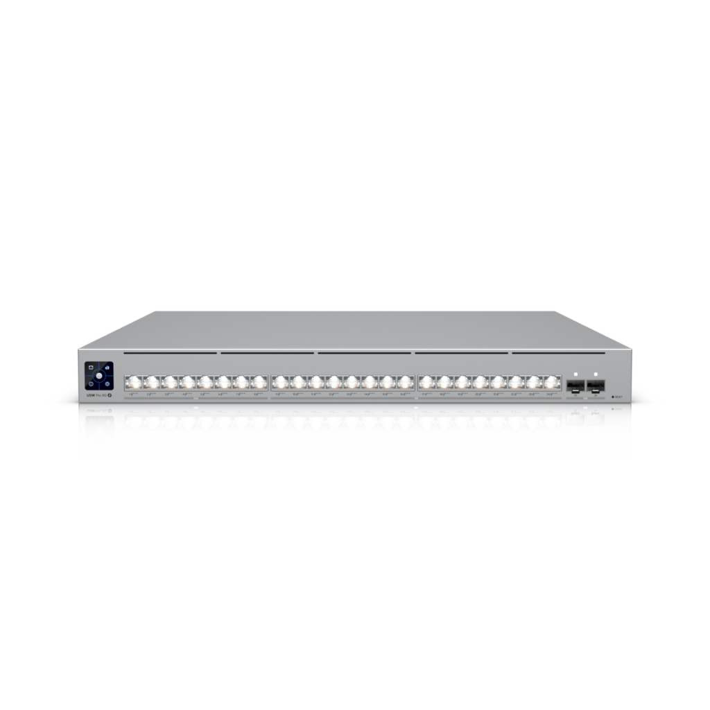 Ubiquiti Switch full managed Layer3 26 Port • 8x 2,5 GbE • 16x 10 GbE • PoE Budget 720W • 24x PoE+++ • 2x SFP28 • 19" • UniFi • USW-Pro-XG-24-PoE