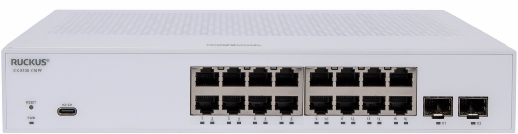 RUCKUS Networks ICX8100-C16P – Kompakter 16-Port PoE+ Layer 2 Switch mit SFP Uplinks