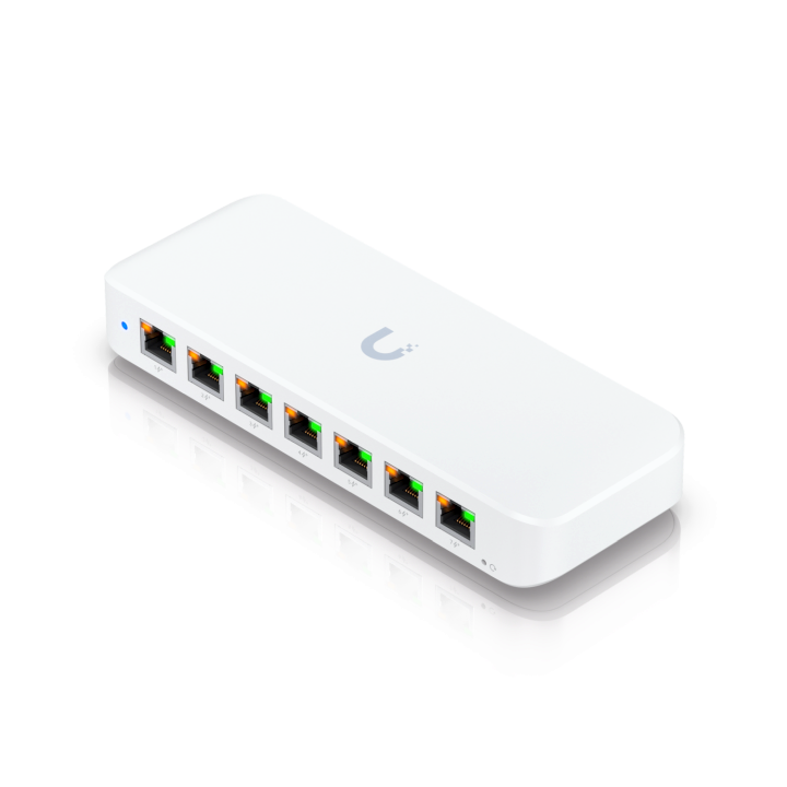 Ubiquiti Switch full managed Layer2 8 Port • 8x GbE • PoE Budget 202W • 7x PoE at • 1x PoE bt In • Desktop • Lüfterlos • UniFi • USW-Ultra-210W